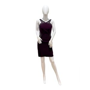 JVN by Jovani Purple Rhinestone Dress Sz 8 Backless Ruched Elegant Formal Party